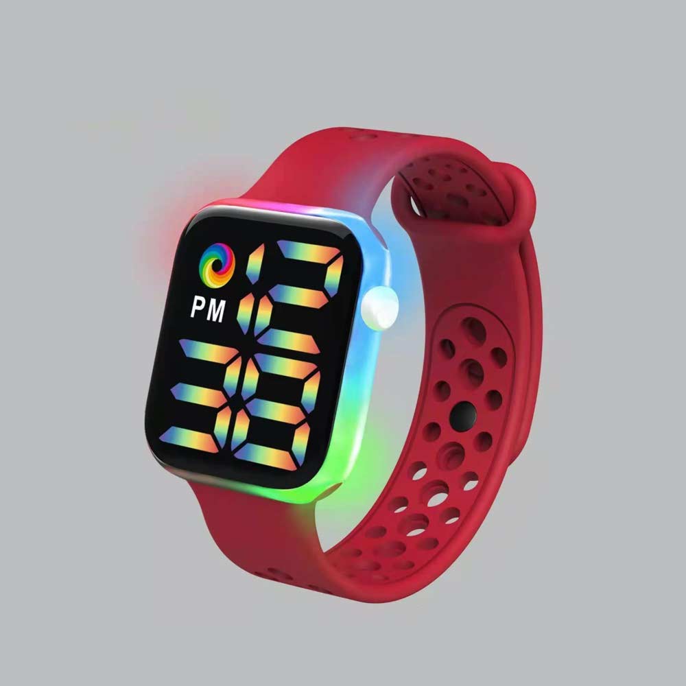 LED Watch [ Merah ] Water Resistant - Jam Tangan Digital Pria &amp; Wanita Strap Rubber LED_8051