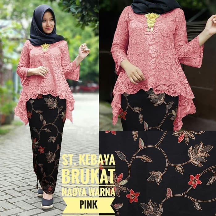 set kebaya brukat bianca motif rambat ternew