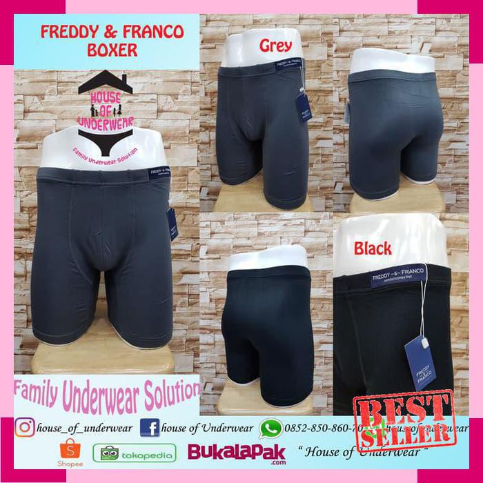 StarSeller CELANA DALAM PRIA BOXER PANJANG FREDDY & FRANCO SATUAN - RANDOM- L