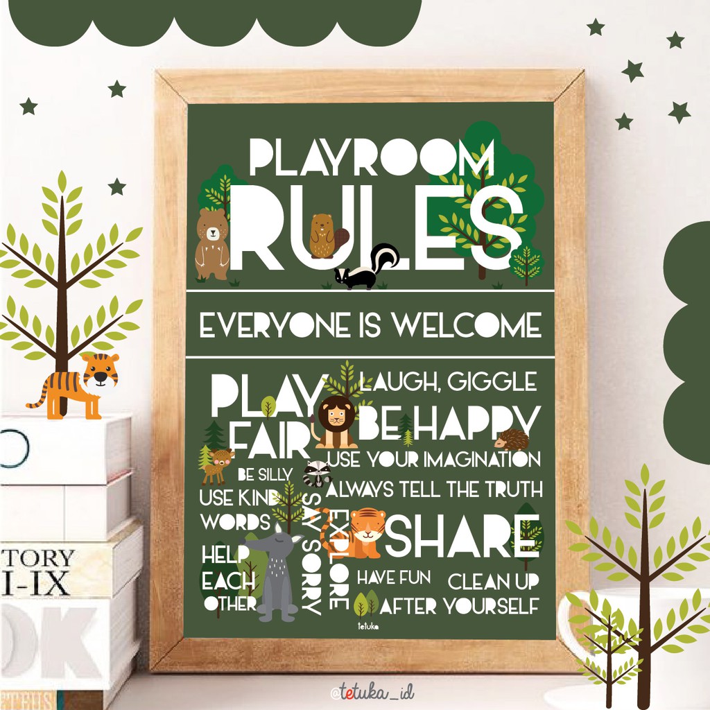 

Playroom Rules - WOODLAND + ZOO series - Material Plastic - Size A3 ( 42CM X 29.7CM )