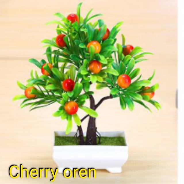 BUNGA PLASTIK TANAMAN BUAH -SAYUR + POT BUNGA DECORATION CHILI ORANGE PEACH ARTIFICIAL-2