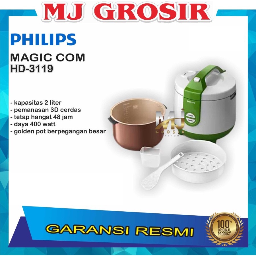 MAGIC COM PHILIPS HD 3119 HD3119 TEFLON GOLDEN POT 2 LITER MURAH