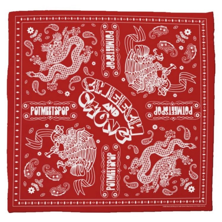 POT MEETS POP / CHEECH AND CHONG - SELF-TITLED BANDANA RED