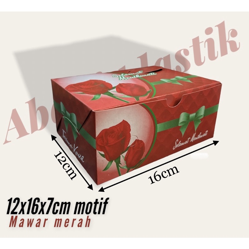 

DUS KUE 12X16 MOTIF MAWAR MERAH/BOX KUE/DUS SNACK -100PCS