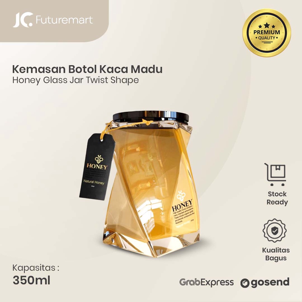 BOTOL KACA TWIST SHAPE 350ML KEMASAN MADU SELAI HONEY GLASS JAR