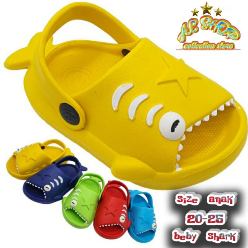 Sandal anak laki-laki perempuan beby shark bahan tebal size 20-25 371e dulux