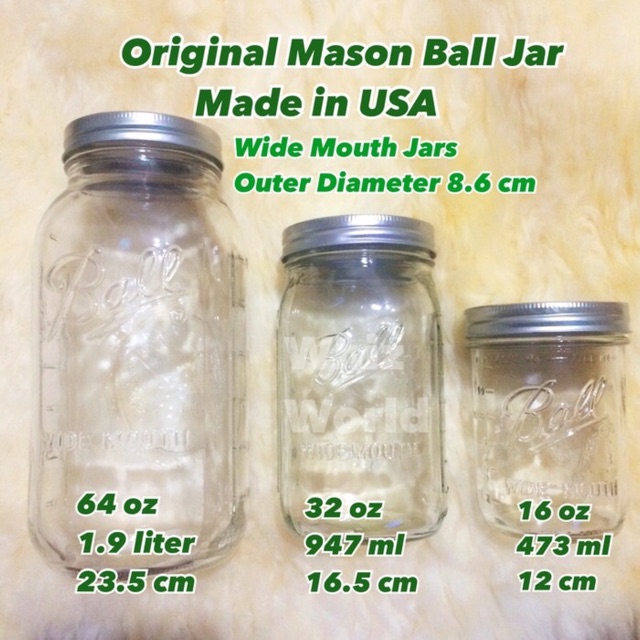 Original Mason Ball Jar 64 Oz 1 9 Liter Wide Mouth Toples Kaca Besar Shopee Indonesia