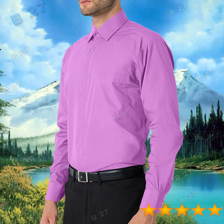 Kemeja DENVER B7 31 Baju Kerja Cowok Lengan Panjang Polos Ungu Muda