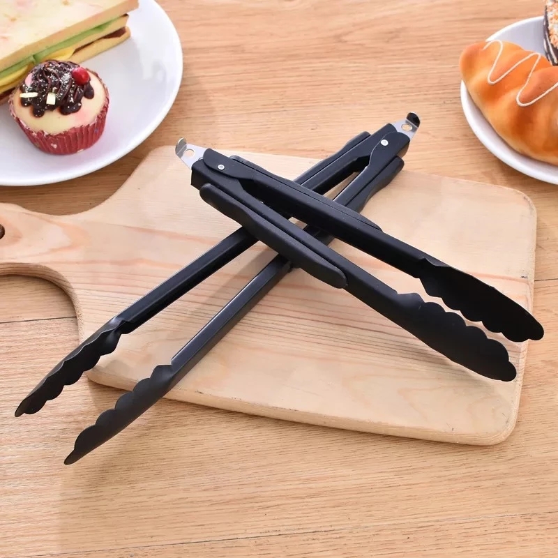 Klip Penjepit Makanan Multifungsi Bahan Stainless Steel Warna Hitam Untuk Bbq