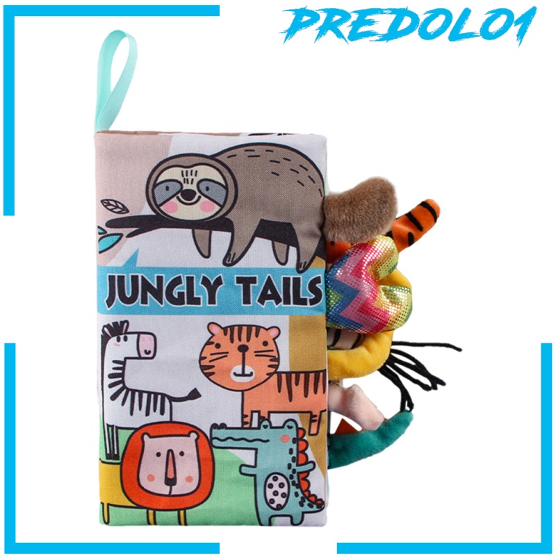 [PREDOLO1] Portable Babies Cloth Book, Animal Tail Touch and Feel Early Development Interactive Toys, Soft