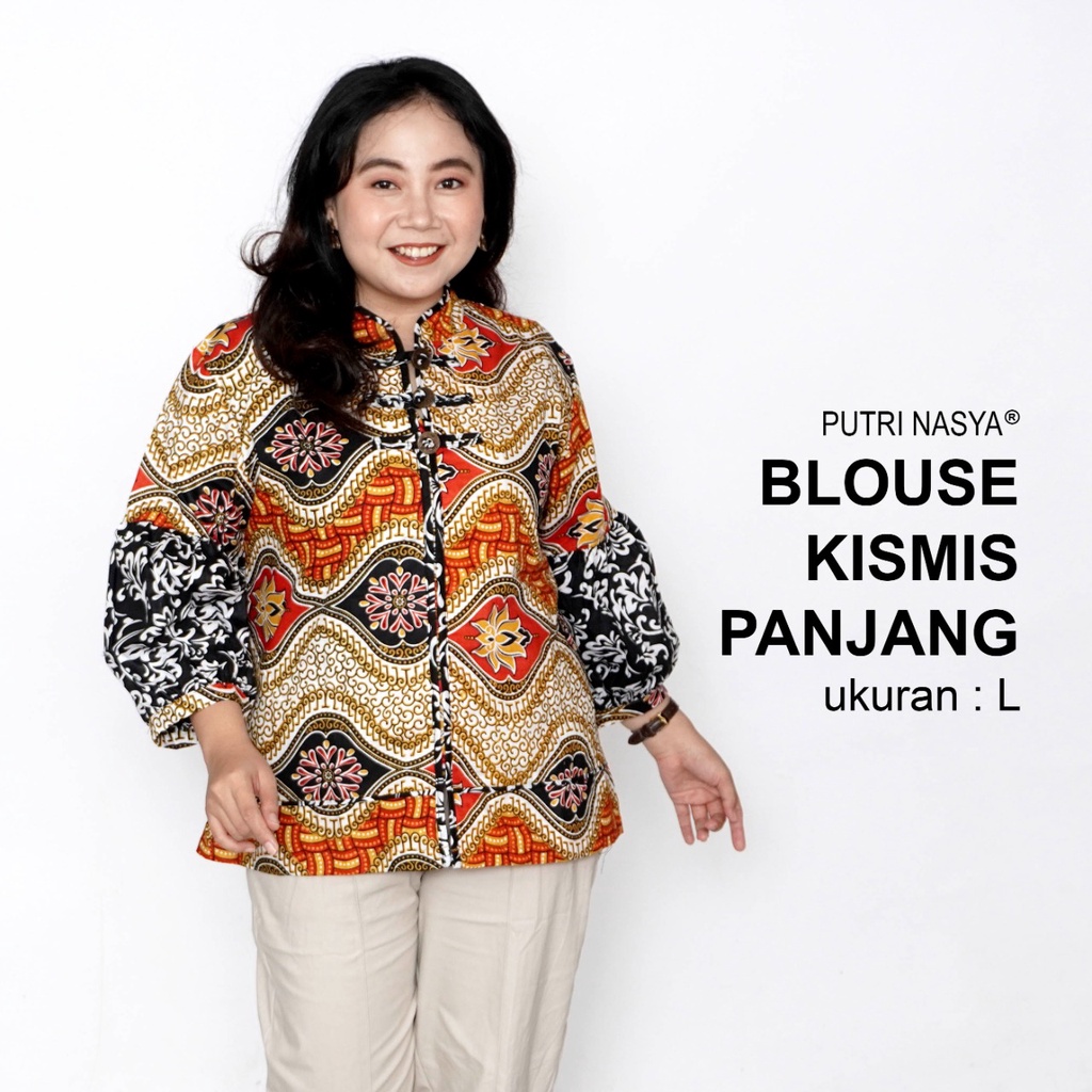 Atasan Batik Jumbo Wanita Kerja Blouse Big Size Wanita S-M-L-XL-2L-3L-4L-5L-6L-7L Blus Jumbo Kerja Seragam Batik / Atasan Batik Kantor Model Terbaru / Pakaian Batik Kekinian LD 140 Wanita