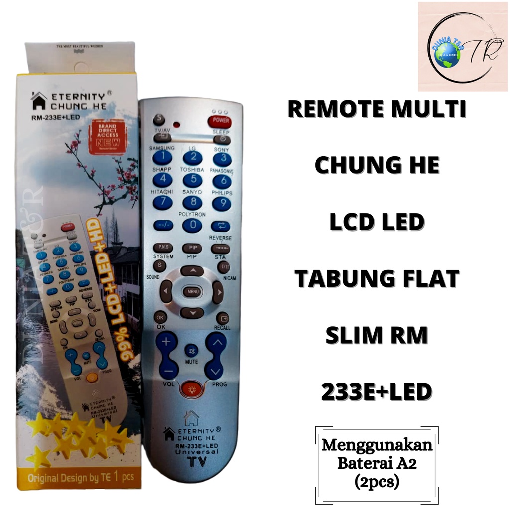 Remot / Remote TV Multi Universal Tabung Lcd Led Chunghe RM 233E + LED berbagai merk dan bisa untuk china