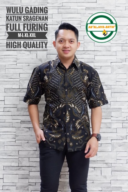 Batik Pria WULU GADING FULL FURING Katun Halus Sragenan Ori Solo