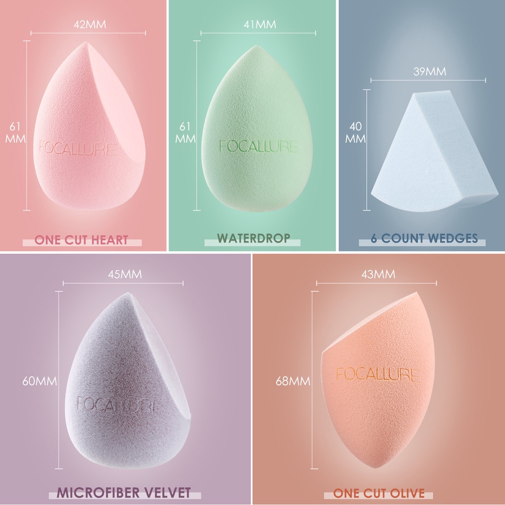 FOCALLURE Soft Skin-friendly Makeup Sponge Multiple Shapes Songe Beauty Cosmetic Tools