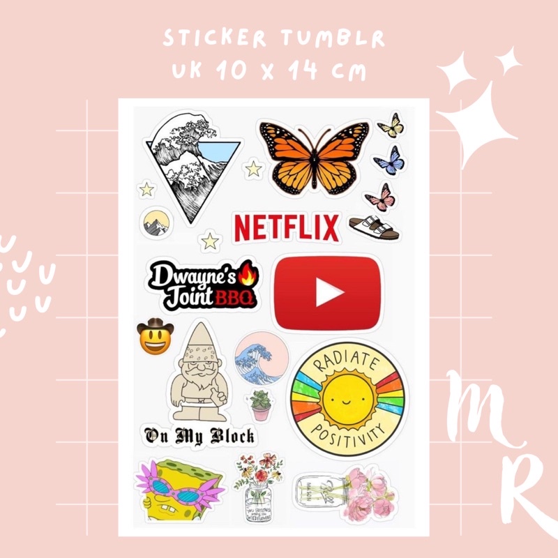 [ BELI 10 GRATIS 1 ] STICKER TUMBLR AESTHETIC NO CUTTING / STICKER TEMPELAN HP LAPTOP BINDER