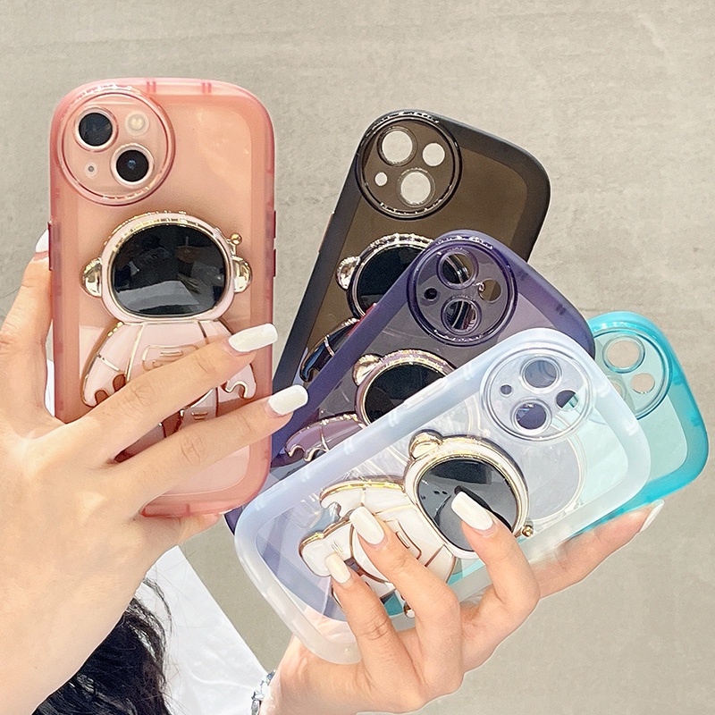 Creative astronaut stand case iphone 11 pro max 12 13 pro max Xs XR 7plus/8plus 3D round TPU soft shockproof phone case