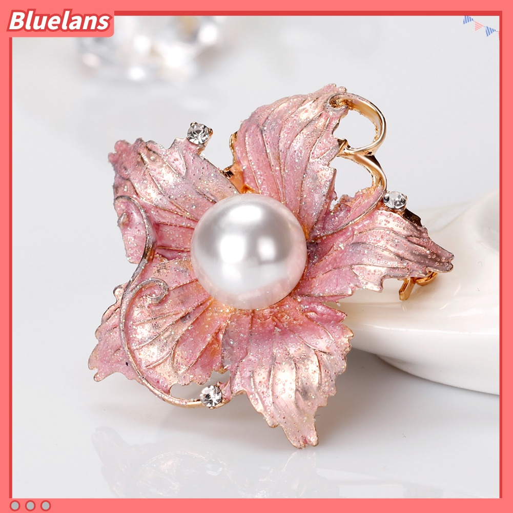 Bluelans Fashion Women Rhinestone Imitation Pearl Enamel Flower Floriated Brooch Pin