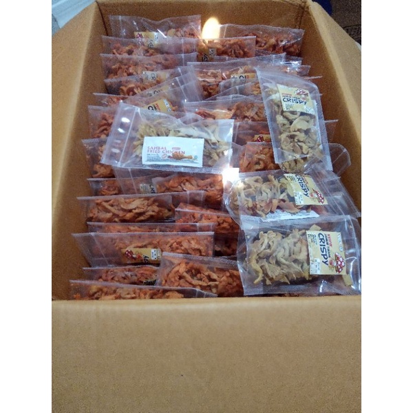 

paket jualan jamur crispy isi 50 pcs | kripik jamur | jamur tiram | 45g |free saos