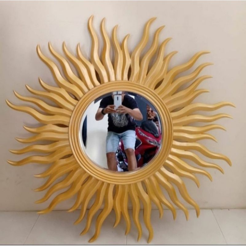 cermin hias jati cermin figura matahari