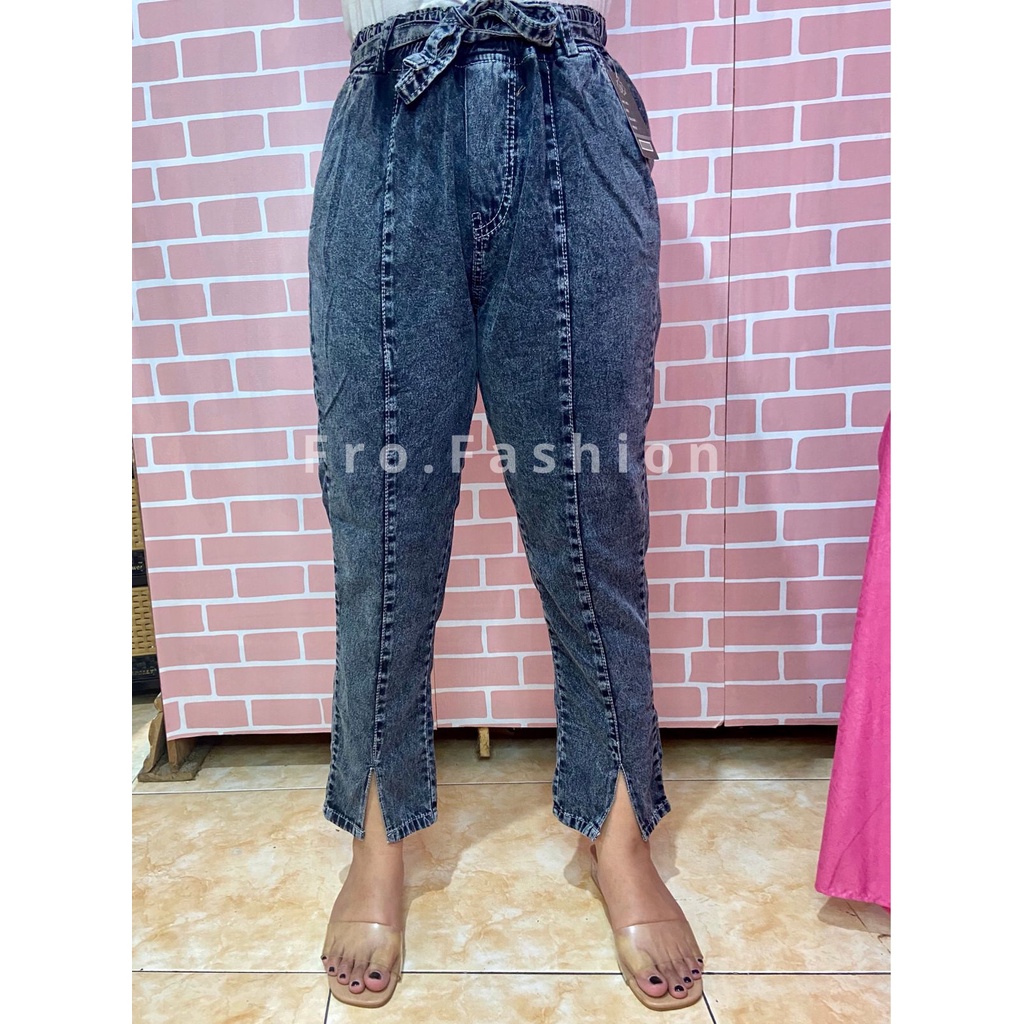 Celana Panjang Wanita Jeans Baggy Pants Jeans Model Belahan Bawah Cocok Untuk Dewasa dan Remaja Bagy Pants Jeans Pinggang Karet Premium Terlaris Viral