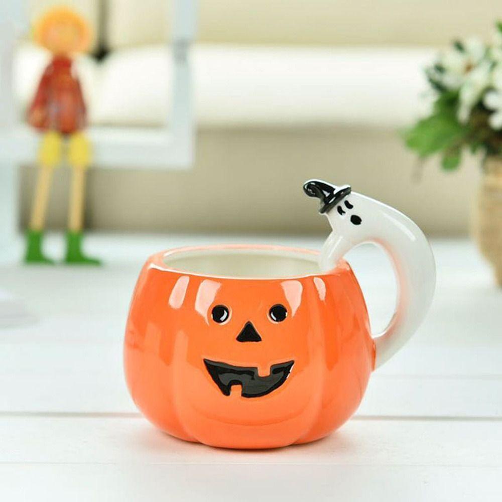 Lanfy Pumpkin Cup With Handle Breakfast Ghost Pesta Hadiah Rumah Tangga Minum Cangkir Susu Teh Susu Oatmeal Mug