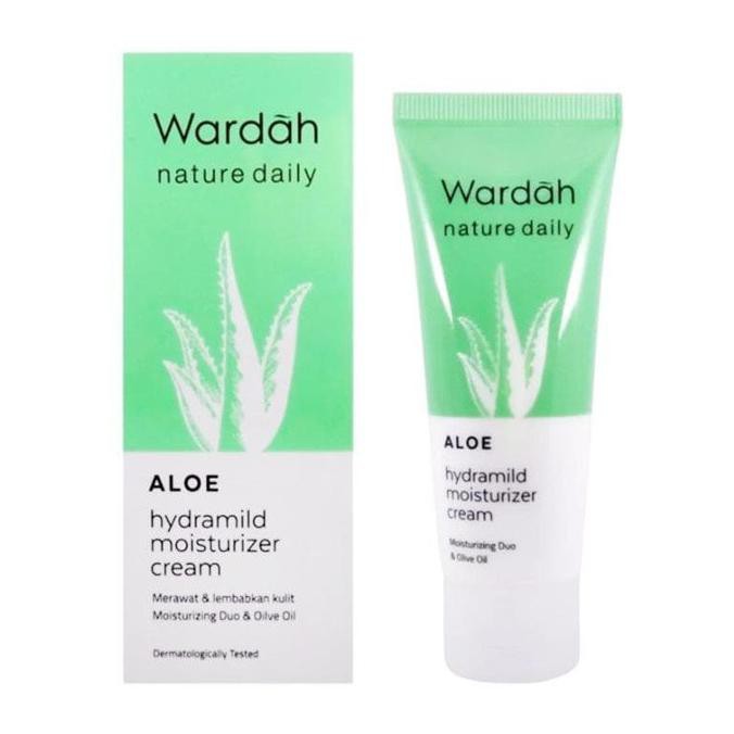 Asli Pelembab Wardah Nature Daily Aloe Hydramild Moisturizer Cream Original Lidah Buaya Aloe Vera