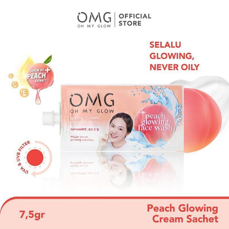 ✿ELYSABETHME✿ OMG Cream peach glowing oh my glam krim pencerah pemutih kulit traveling pria wanita