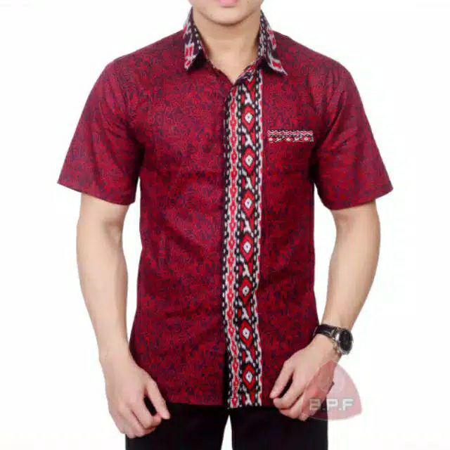 Havi Batik Hrb026 Kenongo Kemeja Pendek Pekalongan Padi M L Xl Sogan Tulis Halus Kemeja Batik