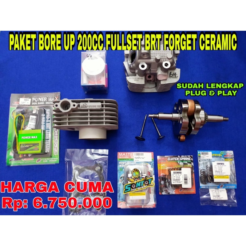 PAKET BORE UP 200CC FULLSET FORGET CERAMIC KLX DTRACKER
