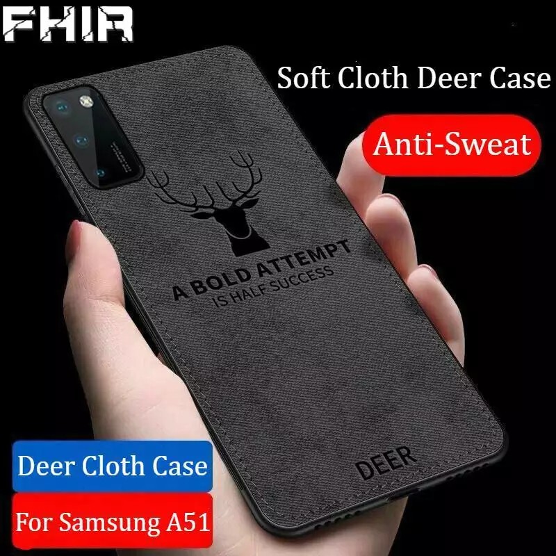 Case Samsung A51 6,5 inch SoftCase Armor Deer Canvas Jeans Pelindung Hp Samsung Galaxy A51
