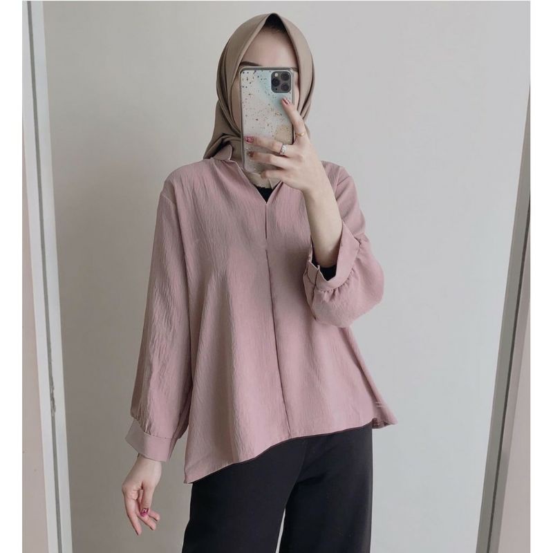 BLOUSE RAYON CRICLE BLOUSE POLOS LENGAN PANJANG BLOUSE WANITA BLOUSE KERJA BLOUSE KOREAN STYLE