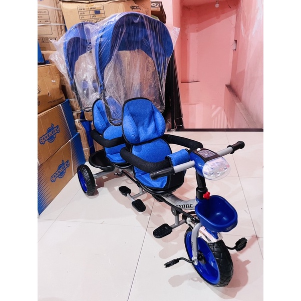 SEPEDA DORONGAN RODA TIGA ANAK KEMBAR STROLLER ANAK KEMBAR / 2 BANGKU ET8809 8809 LW366 SB1013 EXOTIC