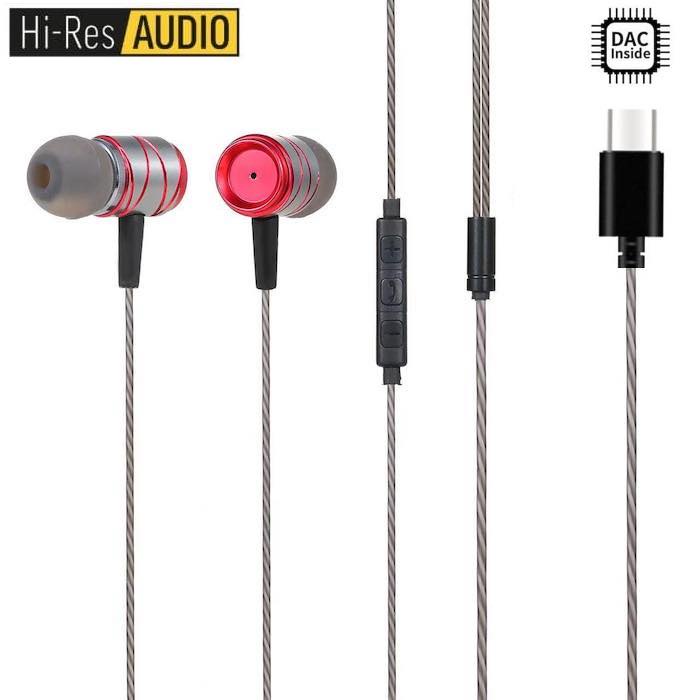 MS33 Pure Bass Digital DAC Type C Headset HiFi Metal Earphone Hi Res