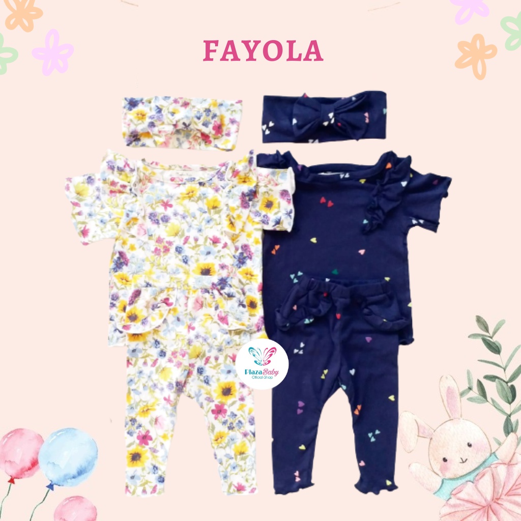 Plazababyku MX FAYOLA setelan bayi motif bunga yang lucu free headband