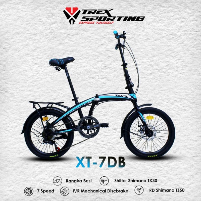 SEPEDA LIPAT TREX XT 7 DB SHIMANO 7 SPEED FOLDING BIKE