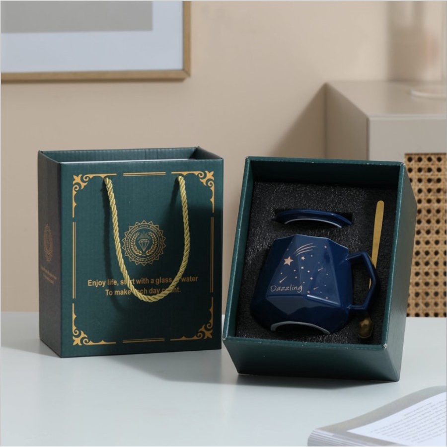 Diamond Ceramic Mug Set / Gelas Keramik Cangkir Kopi Hampers Souvenir