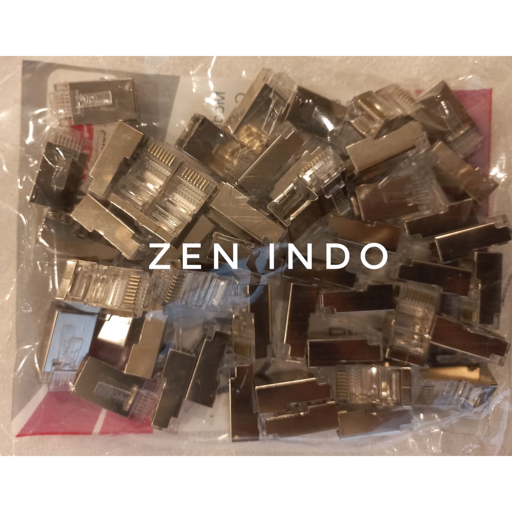 Konektor RJ45 FTP Cat6 EZ Gold Vascolink 1pack isi 50pcs Anti Gagal