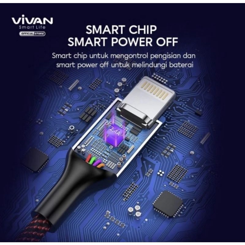 VIVAN VZL-100 Kabel Data Charger Lighting Auto Smart Power Off