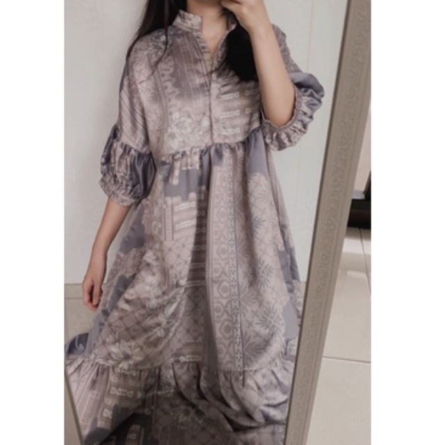 Dress satin motif abstrak model vintage Lullaby dress