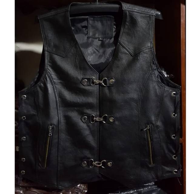 ROMPI MOTOR KULIT ASLI BIKERS COWOK JAKET PRIA KOBOY TOURING CLUB VEST -M