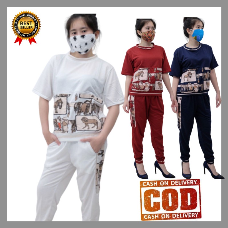Baju Pakaian Setelan Set Wanita Stelan Remaja Trening Training Jogger Import Korea Terbaru Clase