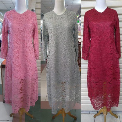 Kebaya Modern Brokat Gamis Kurung Warna Dusty Pink Aneka Warna