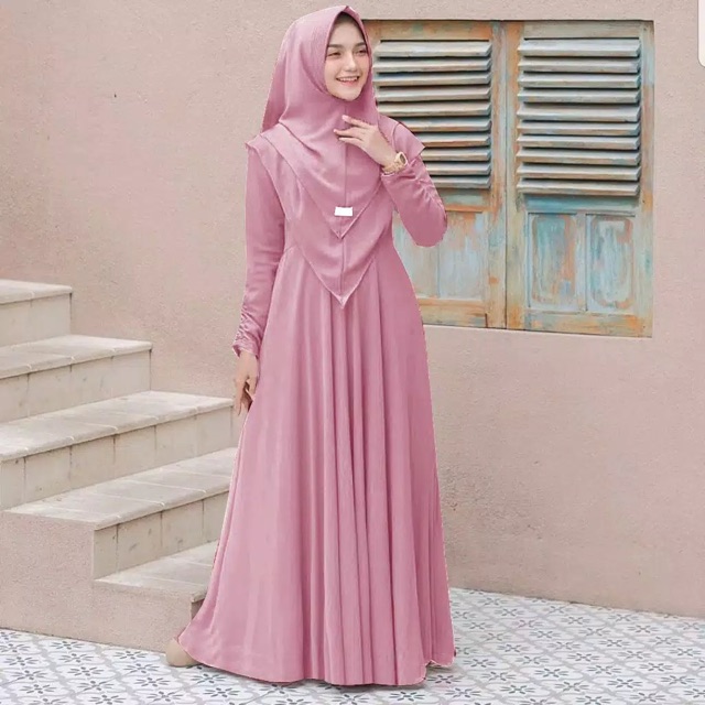 (DBY) GAMIS RAFASYA ONE SET / SETELAN HIJAB 2 LAYER PENGUIN WOLFIS PREMIUM BUSUI FRIENDLY