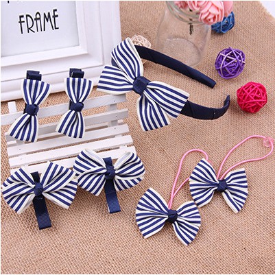 7Pc Set Bandana + Jepitan + Karet Rambut Anak Gaya Korea Fashion Hair Clip Bando Korean Kid