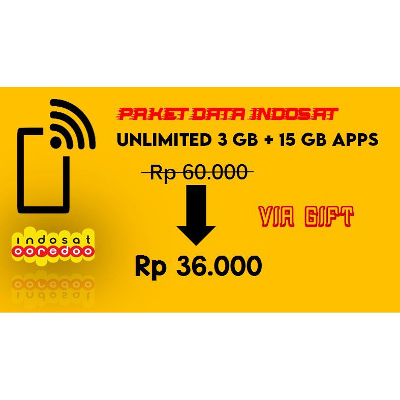PAKET DATA INDOSAT UNLIMITED 3 GB+15GB APPS