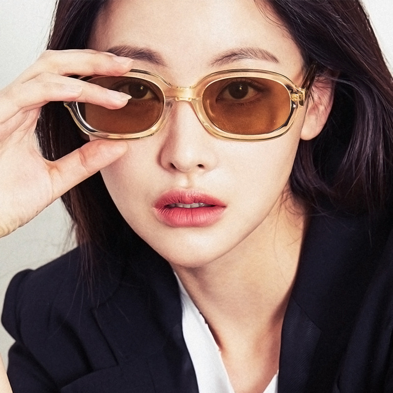 【YUZHU】COD Fashion Baru Oval Bingkai Retro Logam Engsel Sunglasses