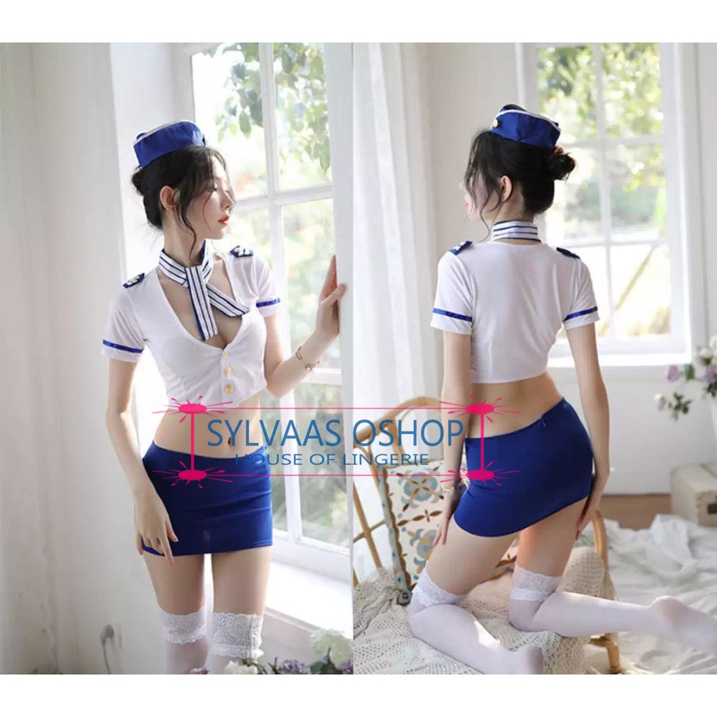 Lingerie kostum pramugari. lingerie cosplay sexy 1 set