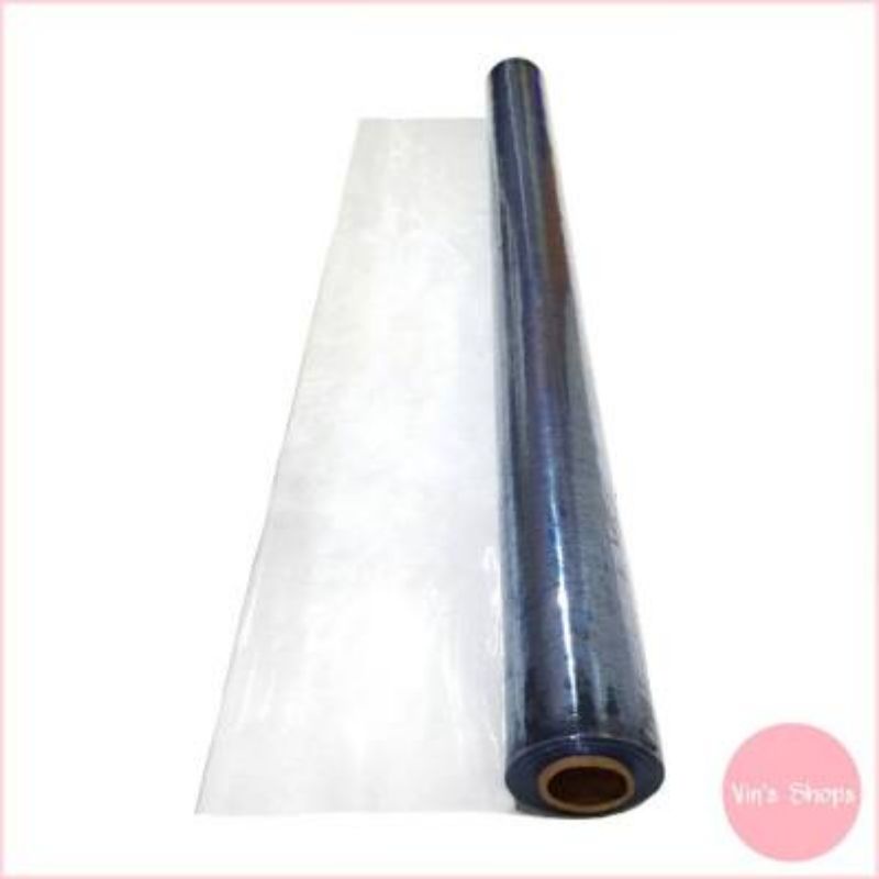 Mika LENTUR Meteran TEBAL 007 Mikron | Plastik PVC Mika lemas lentur bening clear transparant per meter roll rollan