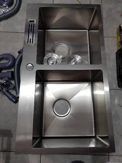 KITCHEN SINK / Bak cuci piring 2 lubang stainless 304 tebal 3mm anti karat 82cm