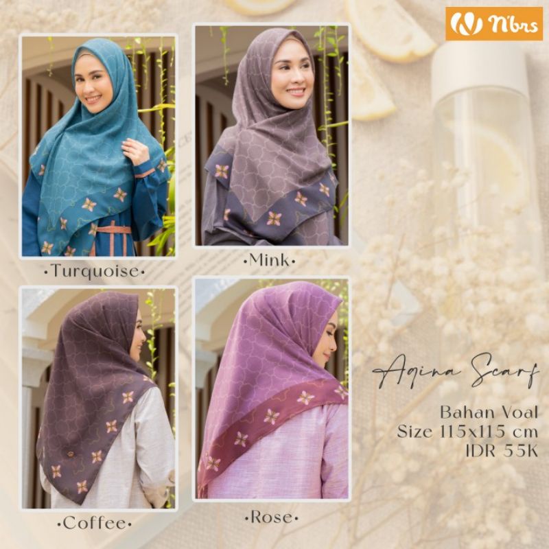 Jilbab Aqina Nibras, Jilbab Motif Nibras, Hijab segiempat Nibras Motif, Kerudung Segiempat Motif